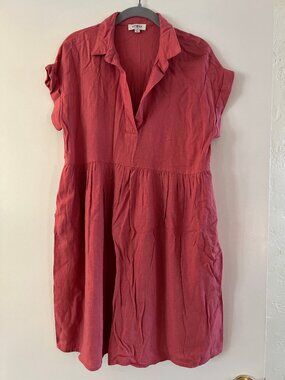 Umgee Coral Linen Blend Dress Size Small